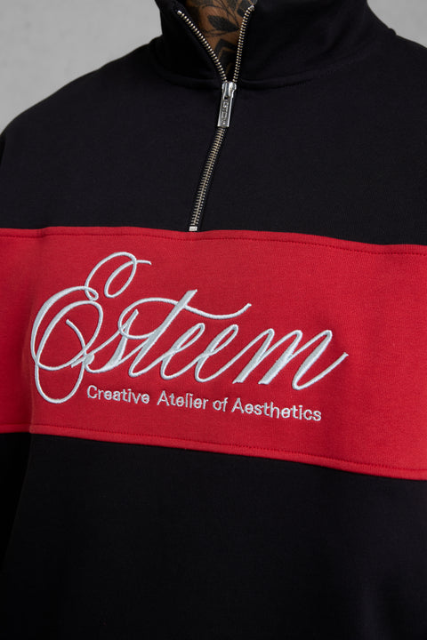 BLACK SIGNATURE AESTHETICS OVERSIZED HALFZIP SWEATER 2.0