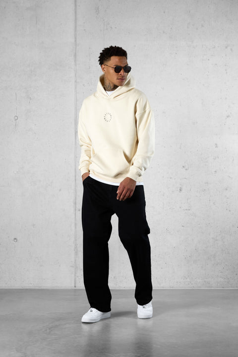 BEIGE MIXED CIRCLES OVERSIZED HOODIE
