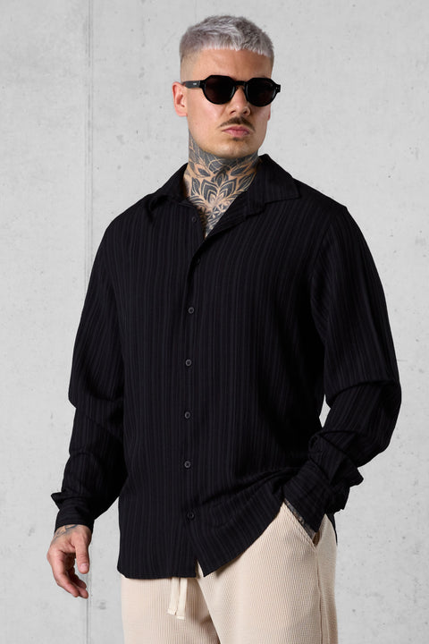 BLACK STRIPED SLEEVE SHIRT