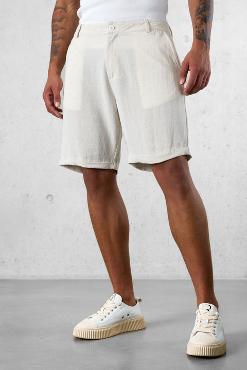 ECRU LINEN SHORTS