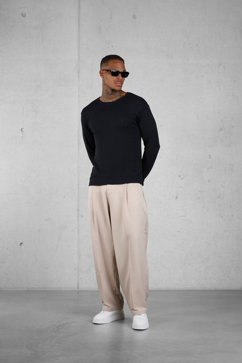BEIGE BARREL PANTS