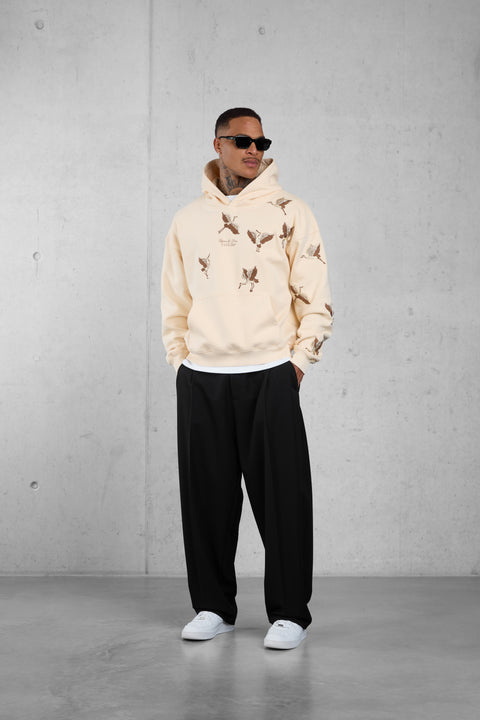 BEIGE LA GRUE OVERSIZED HOODIE