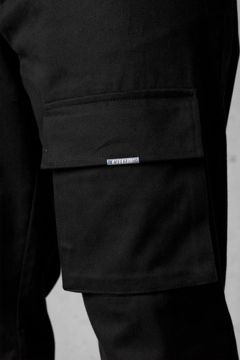 BLACK CARGO CHINO PANTS