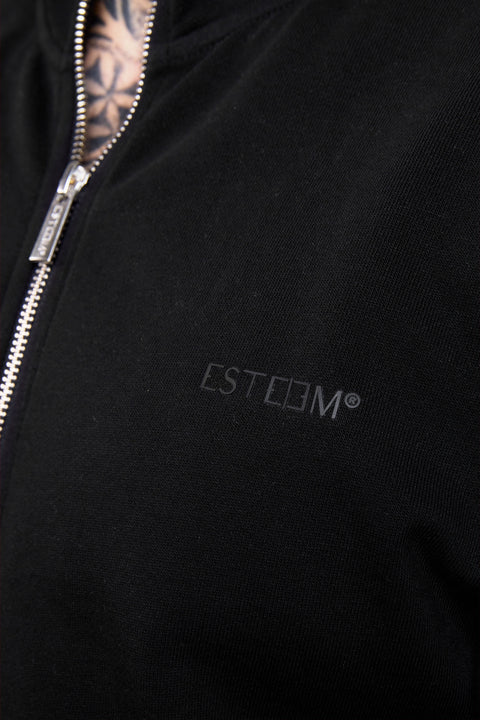 BLACK ESSENTIAL ZIP SWEATER