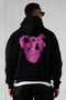 BLACK FLAMING BLURRED HEARTS OVERSIZED HOODIE