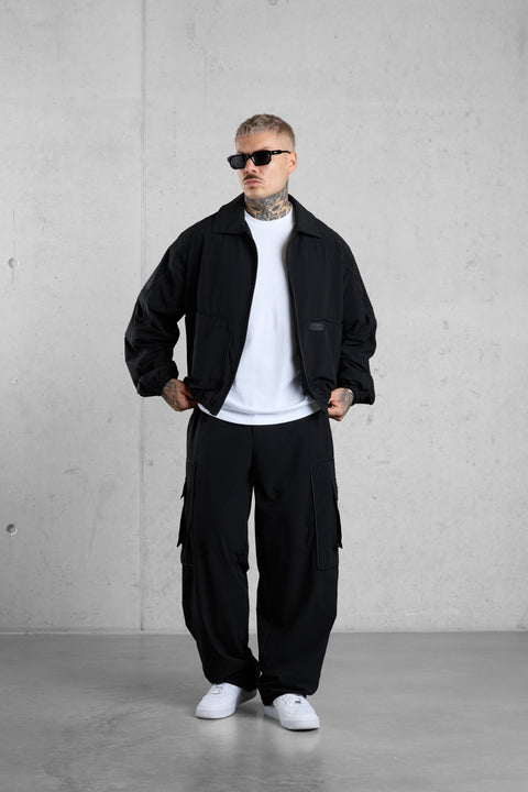 BLACK NYLON TRACKJACKET