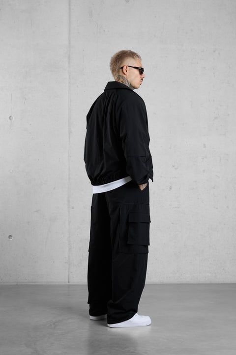BLACK NYLON TRACKJACKET