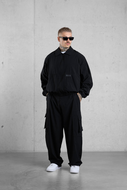 BLACK NYLON TRACKJACKET