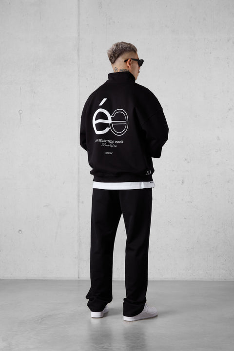 BLACK OPPOSÉ OVERSIZED HALFZIP SWEATER