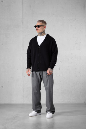 BLACK OVERSIZED KNIT CARDIGAN