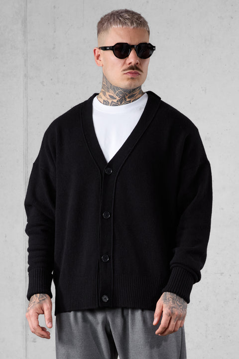 BLACK OVERSIZED KNIT CARDIGAN