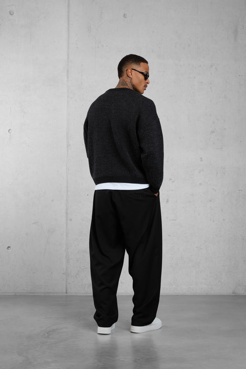 BLACK REVERSIBLE KNIT SWEATER
