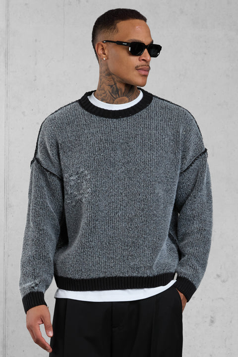 BLACK REVERSIBLE KNIT SWEATER