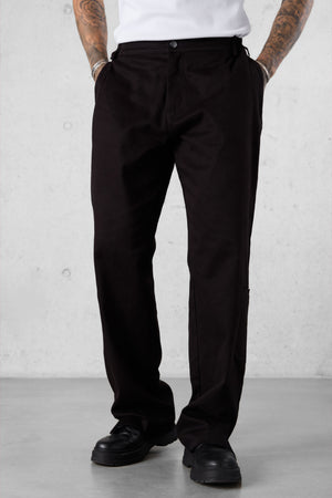 BLACK SLIT CHINO PANTS