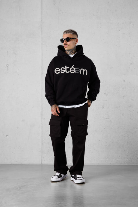 BLACK SP APPLIQUÉ OVERSIZED HOODIE