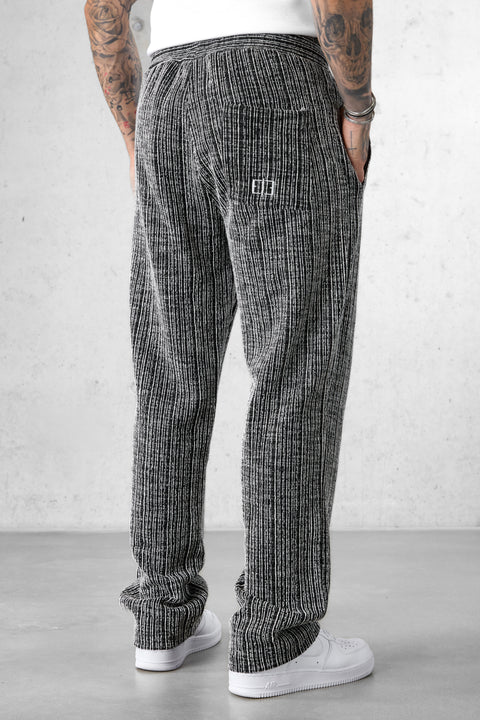 BLACK STRIPED JACQUARD LOOSE PANTS