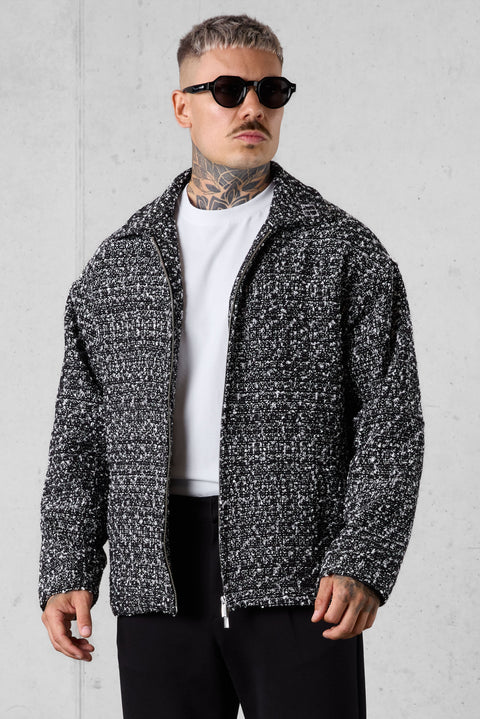 BLACK/WHITE PIXELATED OVERSIZED JACKET