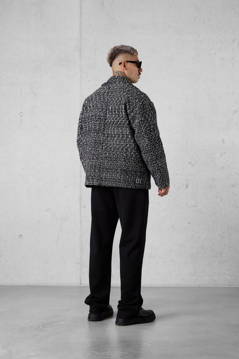 BLACK/WHITE PIXELATED OVERSIZED JACKET
