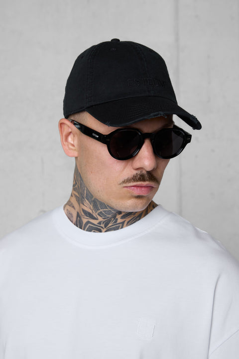 BLACK DESTROYED BASECAP