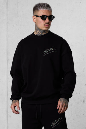 BLACK HIGH STANDARD SIGNATURE OVERSIZED SWEATER