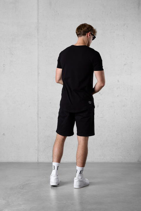 BLACK MIXED COLORS LETTERING TEE