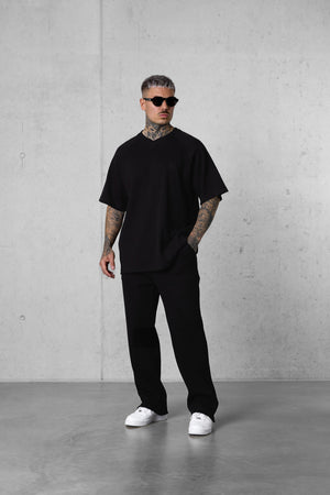 BLACK WAFFLE PANTS