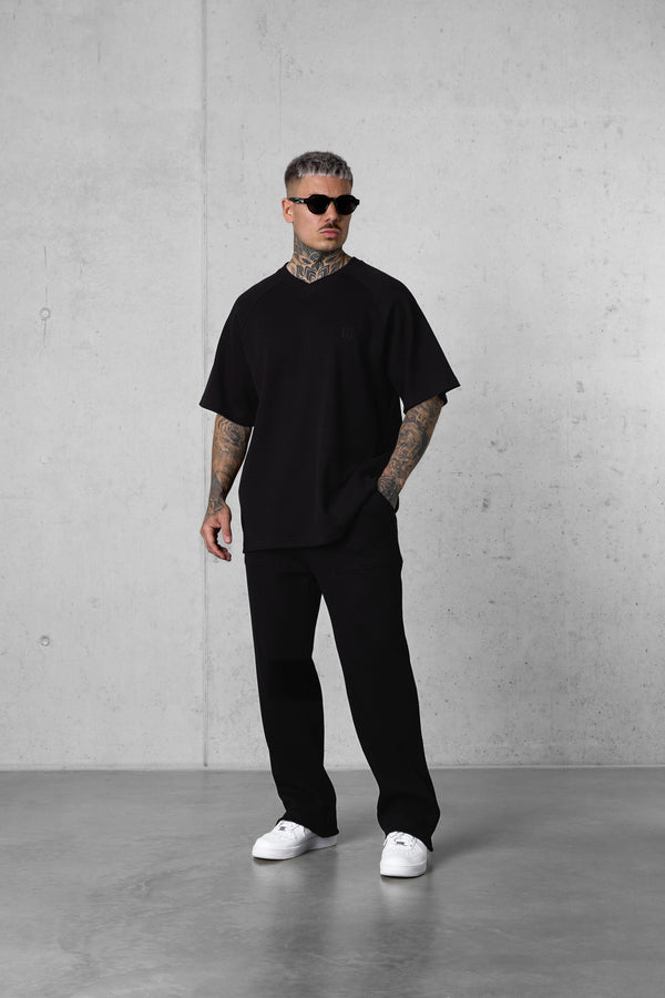 BLACK WAFFLE PANTS