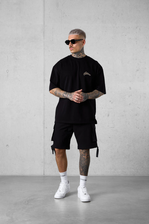 BLACK NYLON CARGO SHORTS