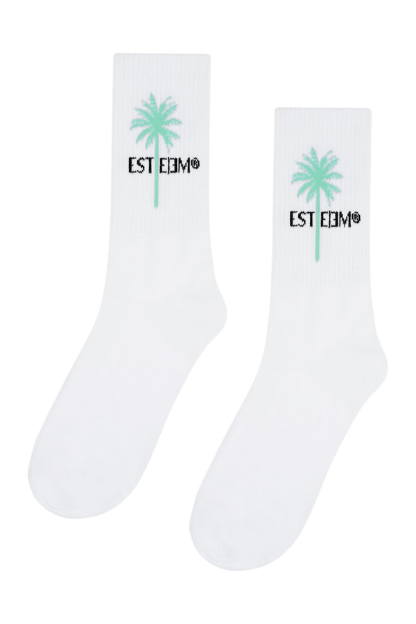WHITE BEACHGREEN PALM SOCKS