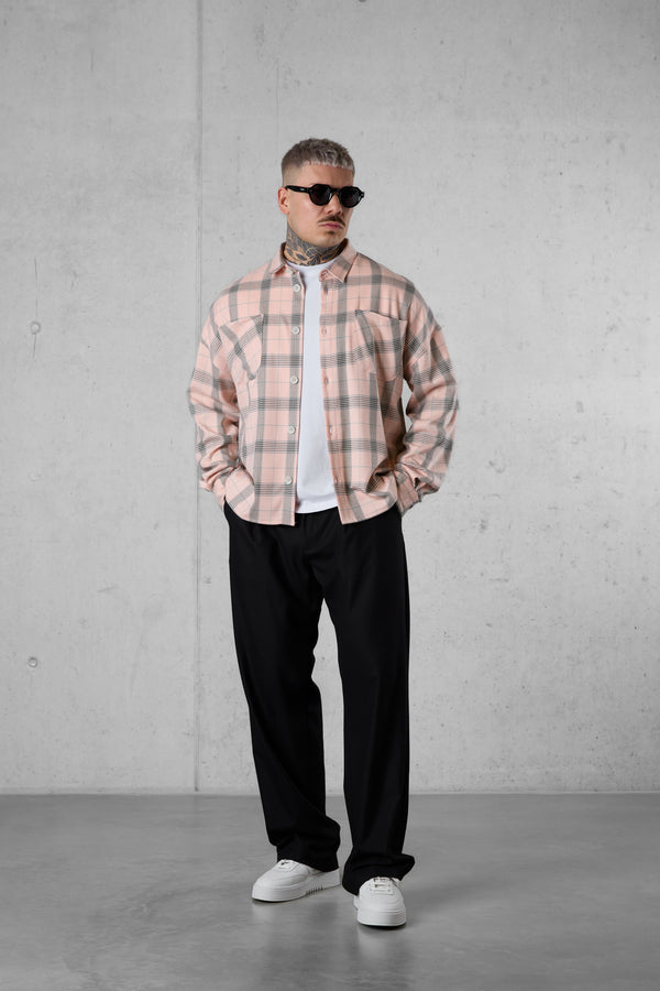 DUSTYCORAL PLAID OVERSIZED SHIRT