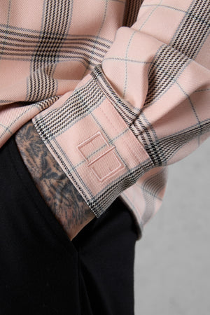 DUSTYCORAL PLAID OVERSIZED SHIRT