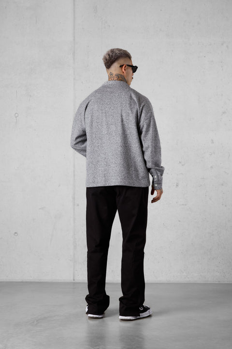 GREY HERRINGBONE OVERSIZED FLANNEL SHIRT