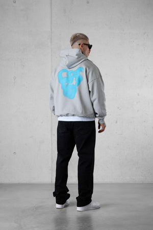 GREY ICED BLURRED HEARTS OVERSIZED HOODIE