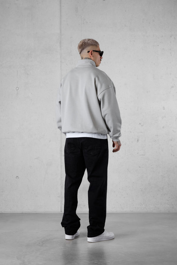 GREY SIGNATURE HALFZIP OVERSIZED SWEATER