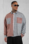 GREY/RUST PANEL OVERSIZED SHIRT