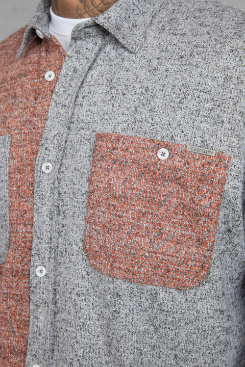 GREY/RUST PANEL OVERSIZED SHIRT