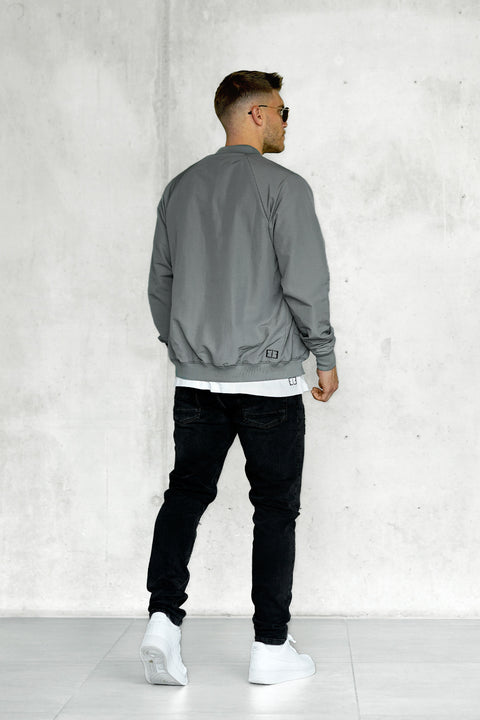 GREY PATCH BOMBER JACKET