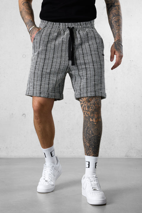 GREY STRIPED JACQUARD SHORTS