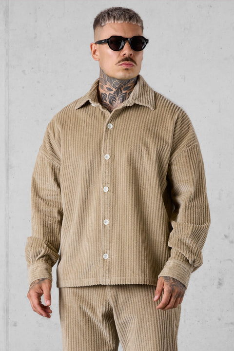 LIGHTBROWN CORD OVERSIZED SHIRT