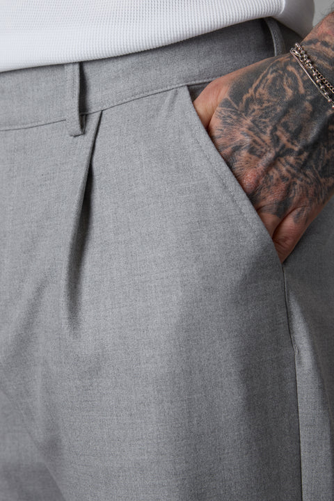 LIGHTGREY WIDE TAILORED PANTS