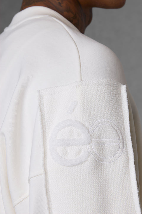 OFFWHITE APPLIQUÉ DISTRESSED OVERSIZED SWEATER