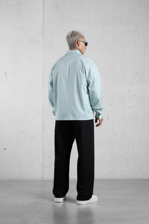 LIGHTGREEN STRIPED OVERSIZED SHIRT
