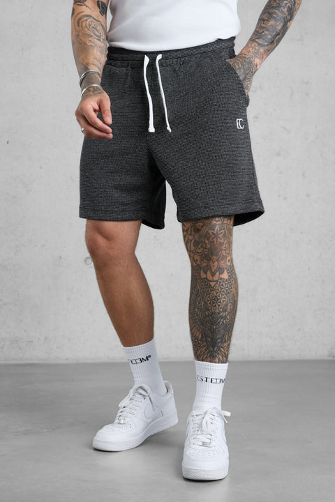 BLACK TEXTURED SHORTS