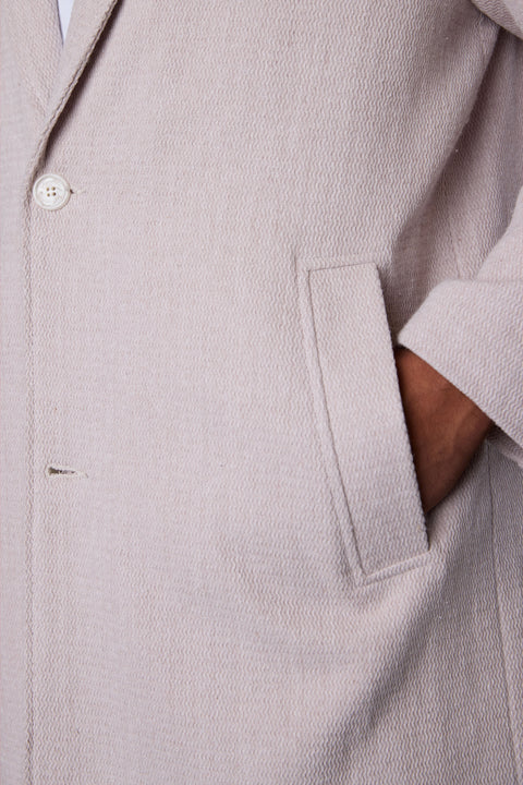 TAUPE HERRINGBONE OVERSIZED COAT