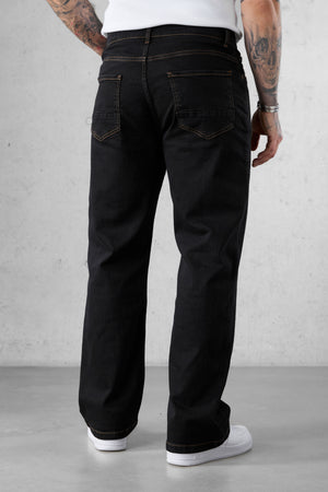 WASHED BLACK CONTRAST LOOSE JEANS