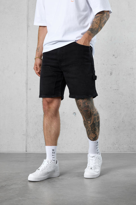 WASHED BLACK CARPENTER JEANSSHORTS