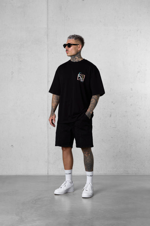 WASHED BLACK SEAMS JEANSSHORTS