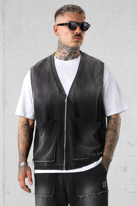 WASHED GREY ICON SWEATVEST