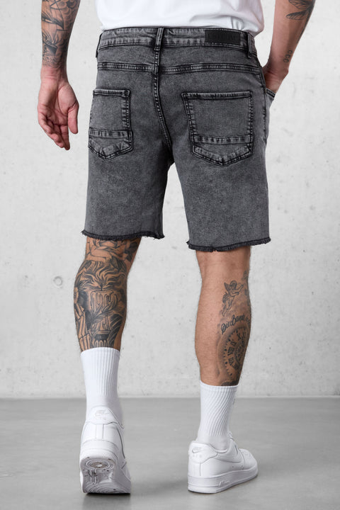 WASHED GREY DESTROYED JEANSSHORTS