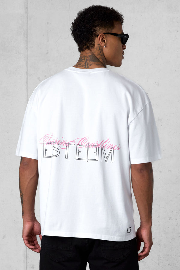 WHITE CHASING COASTLINES OVERSIZED TEE